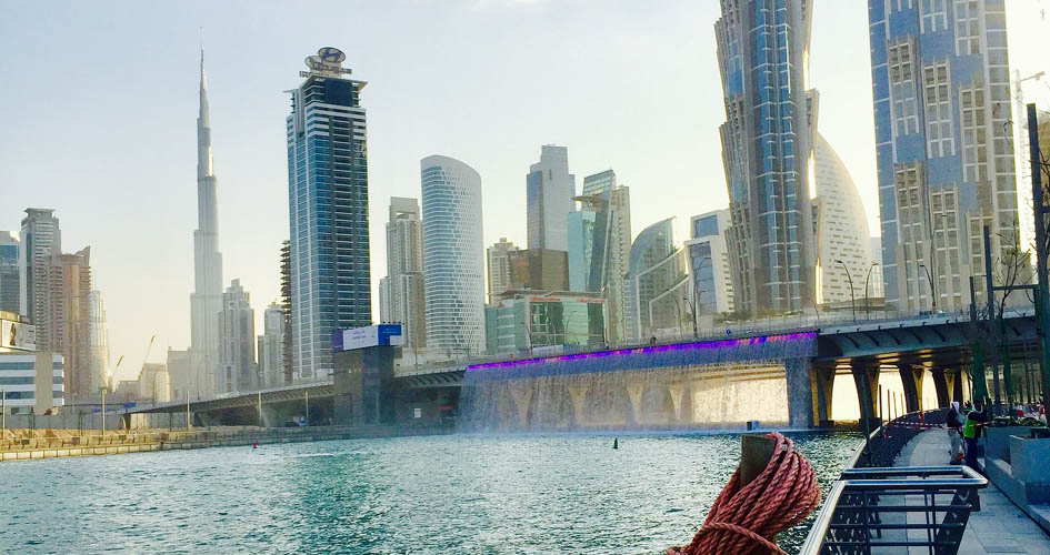 Waterfall in Dubai Water Canal